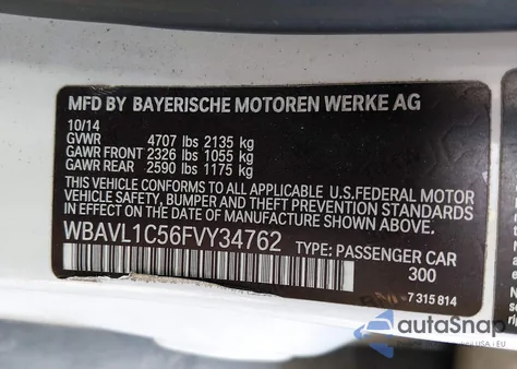 2015 BMW X1 xDrive28I z USA, uszkodzony, nr VIN WBAVL1C56FVY34762